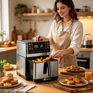 <span class=keywords><strong>Freidora</strong></span> de Aire Anbolife de Acero Inoxidable de 8L con Función de Calentamiento Superior e Inferior, Revestimiento Antiadherente LFGB y FDA, Pantalla LED con Pantalla Táctil - Product Image 4