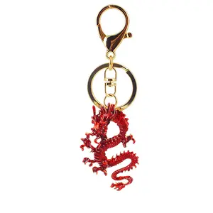 New hot-selling Chinese zodiac dragon python good luck dragon car key chain female bag pendant key chain accessories wholesale