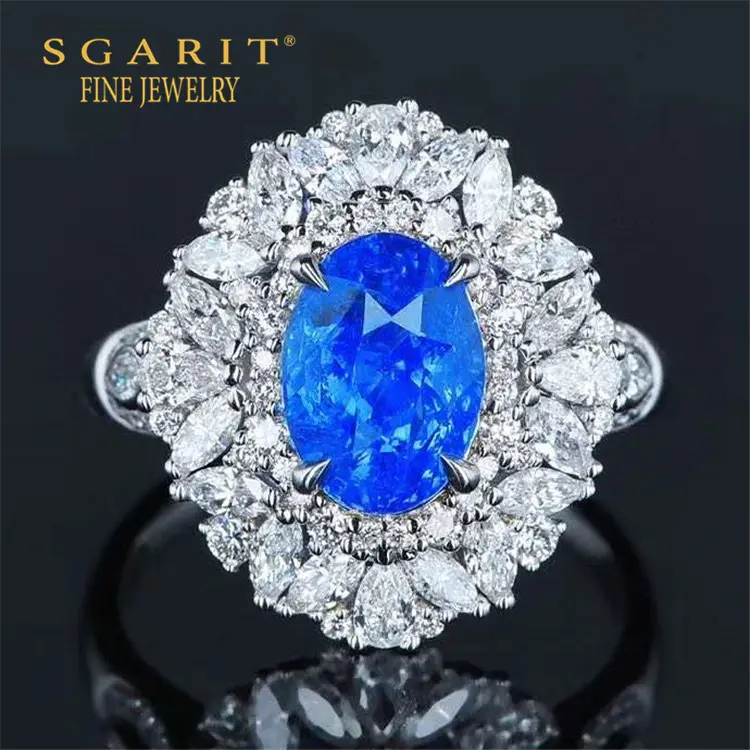 Sgarit Bohemian Royal Engagement Edelsteen Sieraden Ring 3.53ct Sri Lanka Natuurlijke Onverwarmde Korenbloem Blue Sapphire Ring