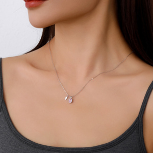 Collana all'ingrosso in ottone per ragazze affascinante quadrato Birthstone taglio smeraldo ciondolo con Zirconia regalo della <span class=keywords><strong>donna</strong></span> - Product Image 6