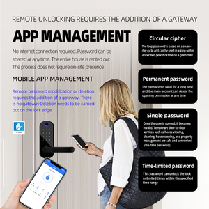 Wifi thông minh trong nhà bằng gỗ khóa cửa đơn lưỡi vân tay không khoan mật khẩu truy cập từ xa thông qua Hợp kim kẽm khóa thông minh sản phẩm - Product Image 4