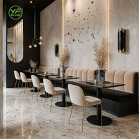 Meubles de restaurant sur mesure, banquette en tissu velours à mousse haute densité pour bistro, hôtel