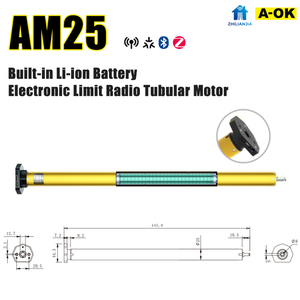 A-OK Motor Tubular Electrónico Recargable Zigbee 3.0 de 25 mm, Control por Voz a través de la Aplicación Tuya Gateway, Persianas Enrollables Inalámbricas Silenciosas OEM EU - Product Image 1
