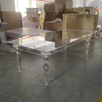 Großhandel Moderner Klarer Acryl-Esstisch in Maßanfertigung, Lucite-Kopftisch mit Geschnitzten Beinen für Hochzeiten, Hotels & Lagerveranstaltungen