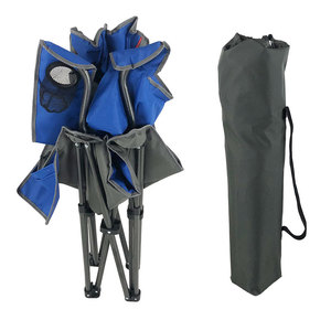 Chaise de camping pliable d'extérieur à dossier haut avec accoudoirs, cadre en aluminium portable, bleu saphir, pour jardin - Product Image 4