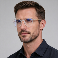 Montures de lunettes de vue rondes de luxe, mode, TR90, anti-lumière bleue, transparentes, pour hommes