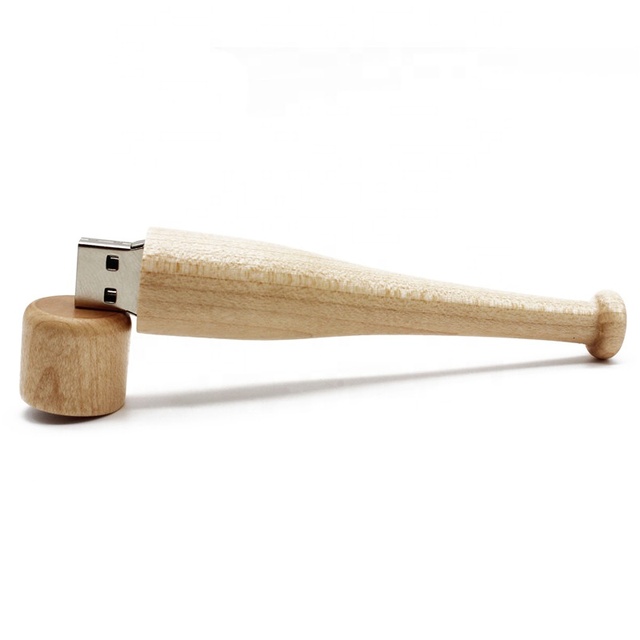 New Hot Selling USB 2.0 Souvenirs Wooden Baseball Bat Shape USB Memory Drive 16GB-128GB Pendrive