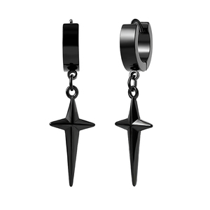 Pendientes de Aro Colgantes Negros de Acero Inoxidable con Cruz Estilo Punk Unisex para Hombre y Mujer, Novedad - Product Image 1
