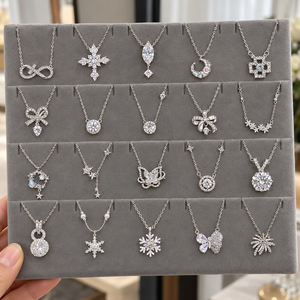 Collier en strass boucles d'oreilles en acier inoxydable ensemble collier bisuteria collares cadenas de plata para mujer colliers en argent - Product Image 1