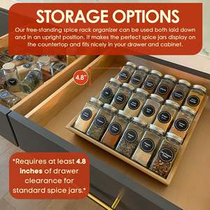 رف تخزين توابل مخصص 3 طبقات برطمانات توابل رف أدراج قائمة بذاتها للخزانات - Product Image 4