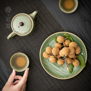 Retro Pottery Teapot And <b>Cups</b> <b>Set</b> Bamboo Green Glaze 6 Piece Kung Fu <b>Tea</b> <b>Set</b> With Lid For Afternoon <b>Tea</b> - Product Image 4