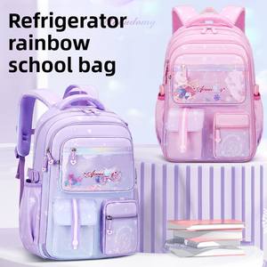 Sac à bandoulière double tendance pour filles grande capacité Protection de la colonne vertébrale 6e année arc-en-ciel Style réfrigérateur sacs d'école filles - Product Image 4
