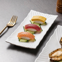 Porcelaine blanche sous glaçure moderne, texture pétale de poisson, style occidental, pour sushi et desserts, usage commercial, écologique