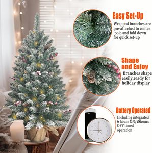 45/60/90cm Artificial Small White PE&PVC Mini Christmas <b>Tree</b> With <b>Light</b> and Decorations - Product Image 3