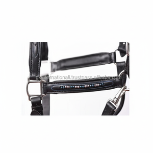 Xhorse — couronne en cuir rembourré, vêtement en acier inoxydable plaqué nickel, col licou, double boucle, bleu, noir - Product Image 1