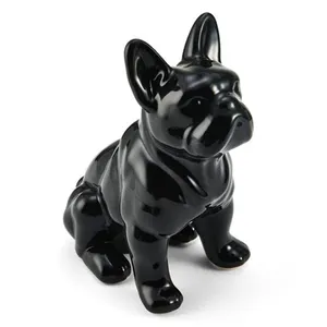 Scultura personalizzata di simulazione di animali, decorazioni per la casa, in ceramica, in bianco e nero, statua di bulldog francese, figurina di bulldog francese