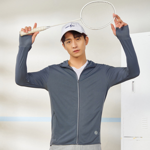 Custom Logo UPF 50+ <b>Summer</b> UV <b>Jacket</b> Outdoor Loose Hooded Full Zip up Tennis Gym Yoga Sports <b>Jacket</b> for <b>man</b> Cooling Feel - Product Image 2