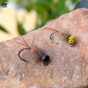 OEM Combo de 5 piezas de <span class=keywords><strong>Ninfas</strong></span> sin púas con cabeza de tungsteno de hundimiento rápido para agua dulce, para trucha y lubina 14 #   16 #   18 # - Product Image 4