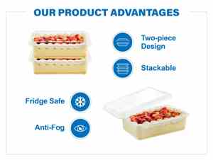 Caja de embalaje de PET de plástico desechable transparente de 52oz, reciclable y ecológica para pasteles, pan y alimentos - Product Image 6