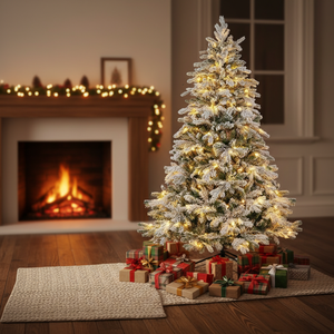 Southpeak High Quality Luxury Snow Flocked Plastic Christmas <b>Tree</b> Cozy Warm Lights Automatic Unfolding Remote Control <b>Outdoor</b> - Product Image 1