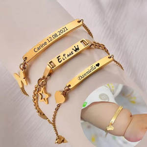 Linda Pulsera de Acero Inoxidable Ancha de Lujo Personalizada Antideslustre para Niños y Bebés, Grabable, de Alta Calidad - Product Image 2