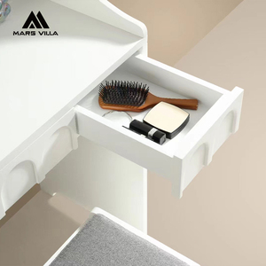 Juego de tocador de diseño único blanco rosa para niña con dos cajones y espejo LED - Product Image 3