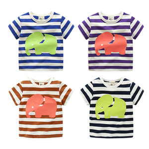 Nouveaux produits à la recherche de distributeurs : T-shirt d'été pour garçons, imprimé rayé, style coréen - Product Image 1