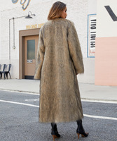 Manteau long en fausse fourrure de luxe doux et chaud pour femme, coupe ajustée, col en V, fermeture à boutons en corne, motif animal renard, nouvelle collection automne-hiver, grandes tailles