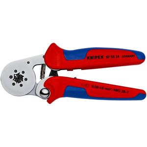 KNIPEX - 97 55 14 Alicates para terminales de casquillo con ajuste automático para engaste lateral, recubiertos en mate cromado de dos componentes - Product Image 1