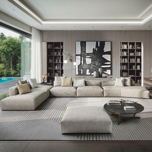 उच्च घनत्व स्पंज आधुनिक एल आकार 7 सीटर एकांत सोफे फर्नीचर सेट इतालवी रहने वाले कमरे मॉड्यूलर संयोजन - Product Image 1