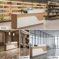 Comptoir de réception moderne de luxe en bois pour café, salon de thé, centre commercial et comptoirs de caisse d'hôpital