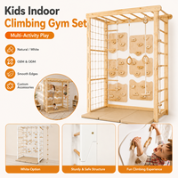 LM KIDS 9-en-1 Intérieur Montessori Playground Set Echelle Murale Gym Rock Climbing Pullup Bars Outdoor Fiberglass for Schools