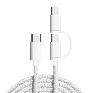 Câble de données USB 2-en-1 1m Type C 60W <span class=keywords><strong>30W</strong></span> <span class=keywords><strong>Chargeur</strong></span> rapide tressé Compatible iP 17 16 15 14 13 12 <span class=keywords><strong>11</strong></span> 8 7 Câble de données de synchronisation pour tablettes - Product Image 1