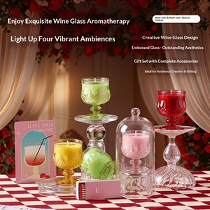 Wine Glass Shaped Scented <b>Candle</b> Set 4 Pack Aromatherapy Soy Wax <b>Candles</b> For Home Decor And Gift Giving - Product Image 3