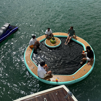 Plateforme flottante gonflable 8FT avec hamac aquatique et filet pour lac, rivière ou fête sur bateau