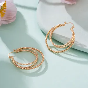 Xuping perhiasan grosir anting hoop perhiasan emas kustom 18K 14K warna perhiasan emas