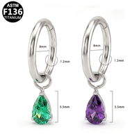 Gaby ASTM F136 Anneau de nez, clicker de septum, clicker articulé pour l'oreille en titane G23, clou de nez, bijoux de corps sexy avec breloque