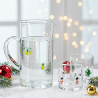 Ensemble de tasses et bouilloire en verre transparent avec motifs de dessins animés, vente en gros