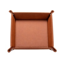 Petit MOQ, logo gravé au laser personnalisé, plateau de rangement en cuir de luxe pliable avec fermeture à pression pour cadeaux