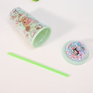 Trendy 450ml Blue Pink Purple Three Shades Tokidoki Donut Double Wall Plastic Straw Cup <b>with</b> Pastel Pom Pom <b>Decor</b> Dome <b>Lid</b> - Product Image 5