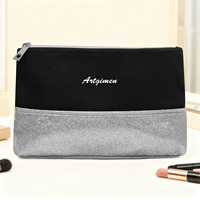 Pochette de maquillage en toile écologique avec paillettes, grande capacité, organiseur de cosmétiques de voyage pour femmes, esthétique chic, pochette preppy