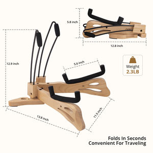 Supporto da pavimento per chitarra elettrica acustica in legno, un supporto per chitarra pieghevole con telaio regolabile per basso, violoncello, mandolino, Banjo, Ukulele - Product Image 2