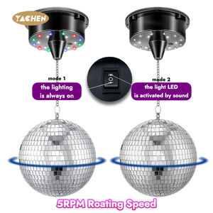 Yachen <span class=keywords><strong>5</strong></span> vòng/phút xoay <span class=keywords><strong>Disco</strong></span> bóng động cơ ánh sáng 12/20cm treo <span class=keywords><strong>Disco</strong></span> gương bóng trang trí cho các bên câu lạc bộ đêm thanh - Product Image 2