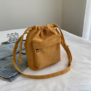 Korean Women's Lint Cross-Body Shoulder <strong>Bag</strong> Pleated Drawstring Pocket Versatile Leisure <strong>Cell</strong> <strong>Phone</strong> <strong>Bag</strong> New Collection Wholesale - Product Image 3