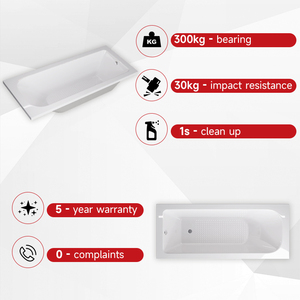 Kinglauren 120x70 Pulido Estilo Acrílico Rectangular Blanco Rentable Bañera PARA EL <span class=keywords><strong>Baño</strong></span> del Hogar con Sifón Cromado - Product Image 3