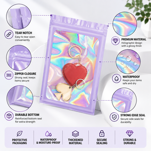 Sachets Mylar personnalisés en PE imprimés par gravure, refermables, anti-humidité et à sécurité enfant pour bijoux, boucles d'oreilles et colliers - Product Image 2