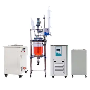 Pilot Borosilicate Chemical Double Glazing Wall Jacketed Cylindrical Glass Bio Hydrolysis Reactor Reaction Kettle