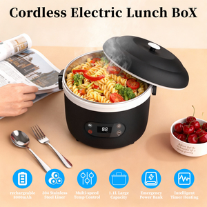 Boîte à lunch chauffante électrique sans eau rechargeable 80W avec fonction minuterie pour les voyages et les chantiers - Product Image 3