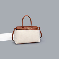 Grand sac fourre-tout en toile pour femmes, sac à main de travail avec garniture en cuir PU, bandoulière, grande capacité, sac de voyage