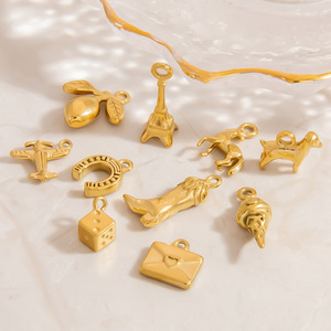 Dijes de Acero Inoxidable en Color Oro de 18K, Accesorios de Joyería DIY, Forma de Animal, Colgantes Unisex para Regalo - Product Image 1